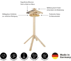Dehner Natura Premium Futterhaus Wendelstein, natur, inkl. Ständer Alpstein, ca. B76/H142/T55 cm