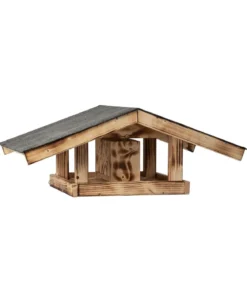 Dehner Natura Premium Futterhaus Karwendel, geflammt, braun, ca. B71,4/H27,7/T52 cm