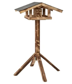 Dehner Natura Premium Futterhaus Karwendel, geflammt, inkl. Ständer, ca. B84,3/H127,2/T84,3 cm