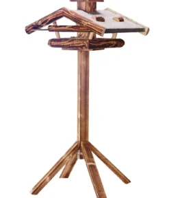 Dehner Natura Premium Futterhaus Wendelstein, geflammt, inkl. Ständer Alpstein, ca. B76/H142/T55 cm