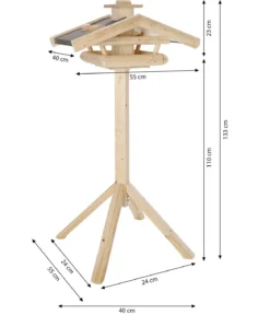 Dehner Natura Premium Futterhaus Watzmann, natur, inkl. Ständer Alpstein, ca. B40/H133/T55 cm