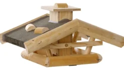 Dehner Natura Premium Futterhaus Watzmann, natur, inkl. Ständer Alpstein, ca. B40/H133/T55 cm