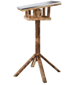 Dehner Natura Premium Futterhaus Rofan, geflammt, inkl. Ständer Alpstein, ca. B84,3/H129,7/T84,3 cm