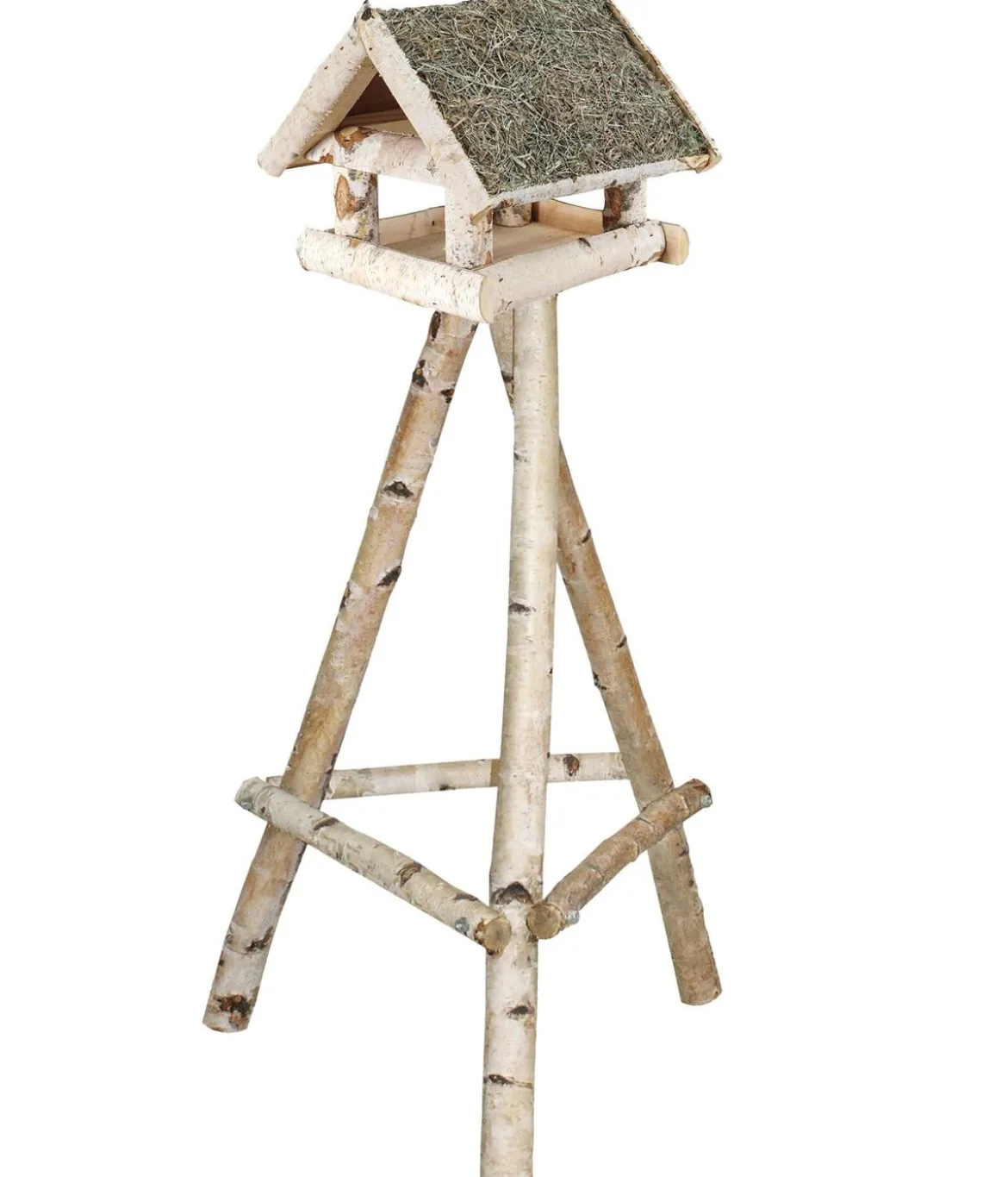 Dehner Natura Premium Futterhaus Augsburg mit Heudach, inkl. Ständer Birkenholz, ca. B60/H135/T60 cm