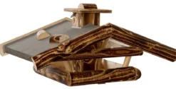Dehner Natura Premium Futterhaus Watzmann, geflammt, inkl. Ständer, ca. B40/H133/T55 cm