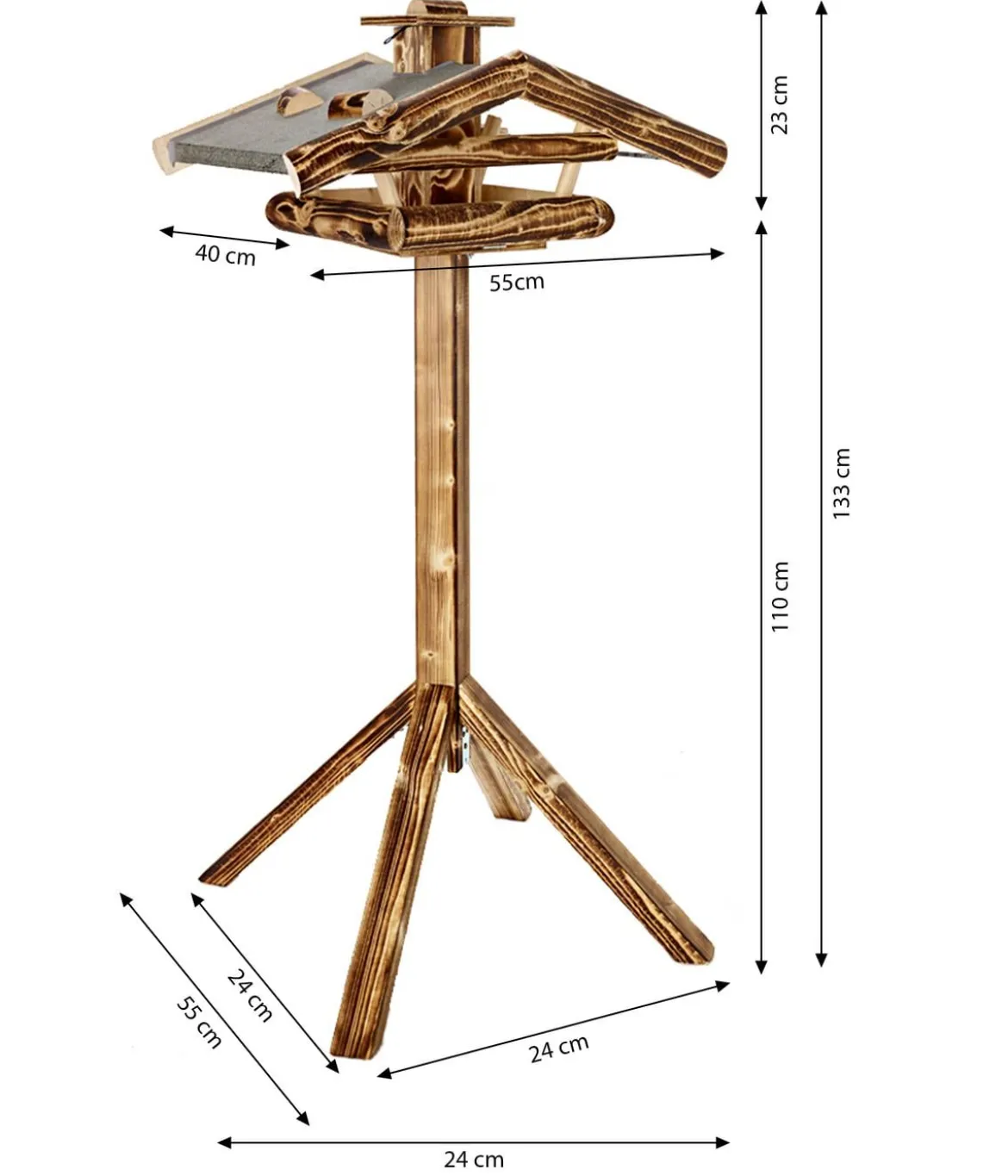 Dehner Natura Premium Futterhaus Watzmann, geflammt, inkl. Ständer, ca. B40/H133/T55 cm