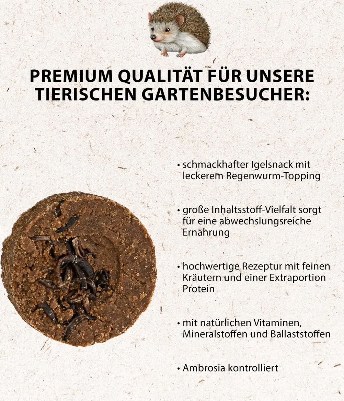 Dehner Natura Premium Igelfutter Igel-Kekse mit Regenwürmern
