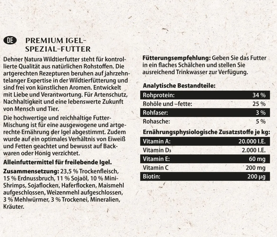 Dehner Natura Premium Igel-Spezialfutter