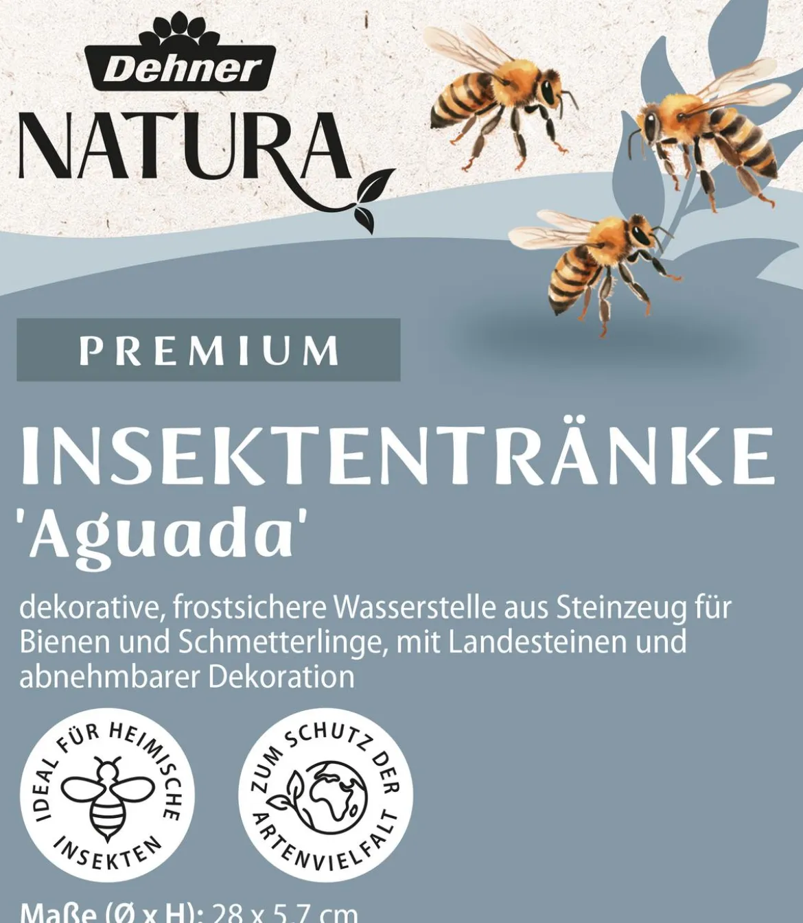 Dehner Natura Premium Insektentränke Aguada, hellblau, ca. Ø28/H5,7 cm