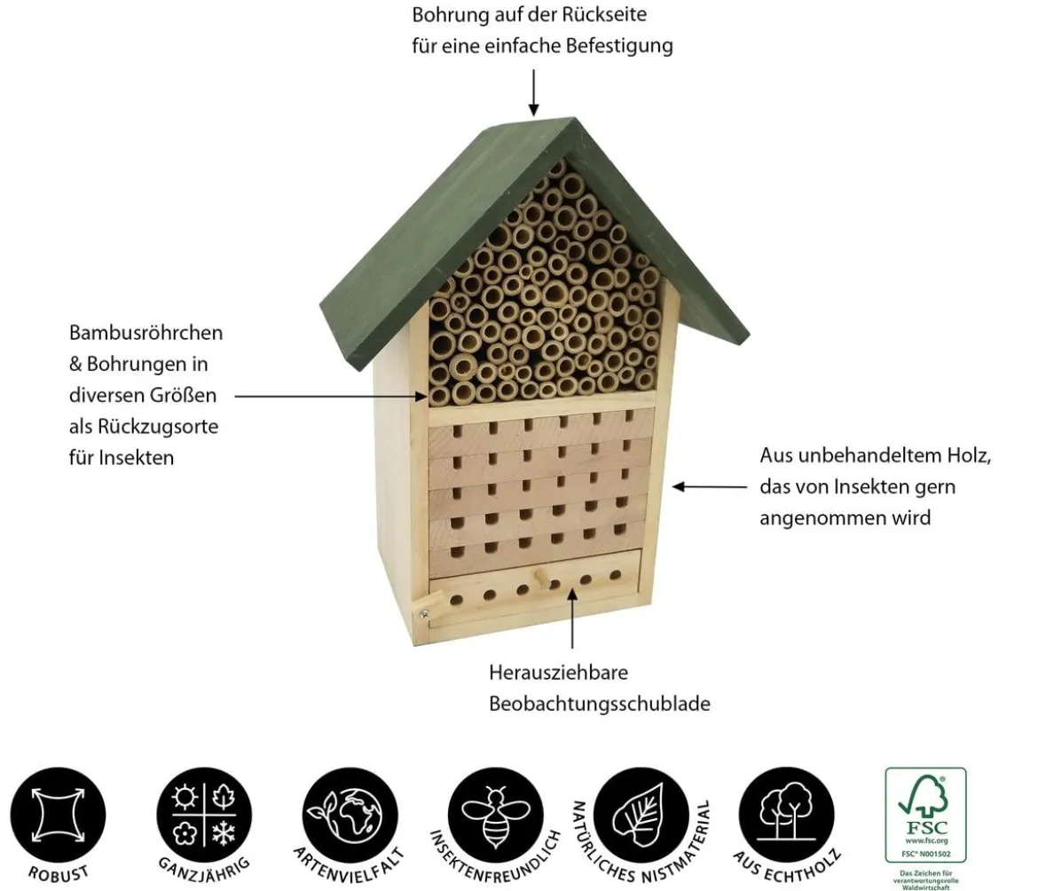 Dehner Natura Premium Insektenhotel Locarno, ca. B22,5/H29/T14 cm