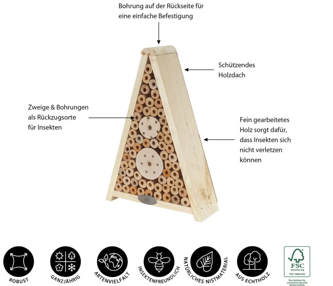Dehner Natura Premium Insektenhotel Gaia, ca. B24/H34/T11 cm