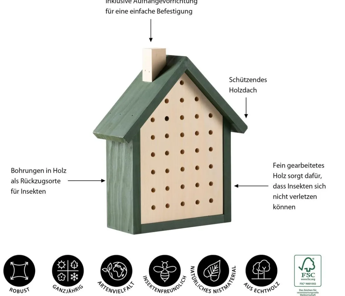Dehner Natura Premium Insektenhotel Colletes, ca. B25,5/H30,5/T10,5 cm