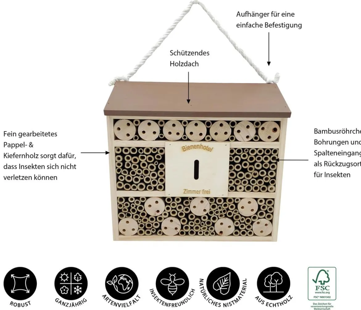 Dehner Natura Premium Insektenhotel Andrena, ca. B29,5/H29/T9,9 cm