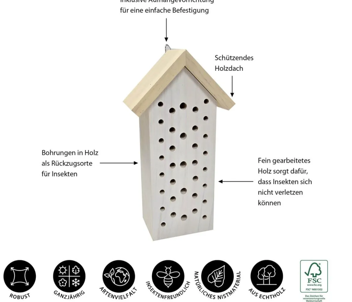 Dehner Natura Premium Insektenhotel Eucera, ca. B16/H30,5/T9,5 cm