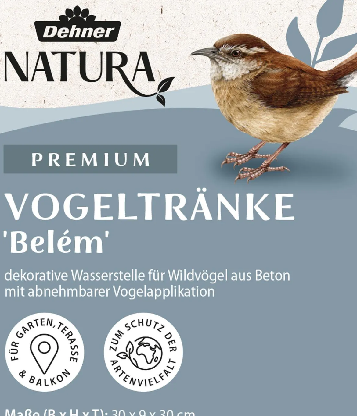 Dehner Natura Premium Vogeltränke Belém, ca. B30/H9/T30 cm