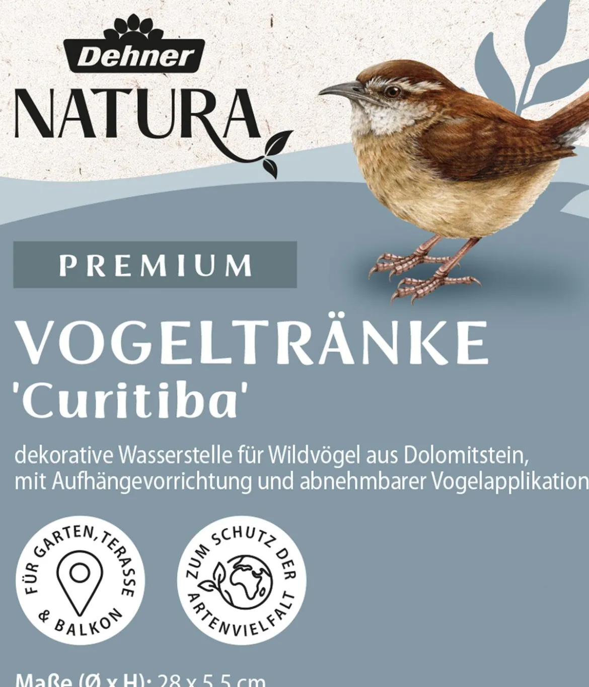Dehner Natura Premium Vogeltränke Curitiba, ca. Ø28/H5,5 cm