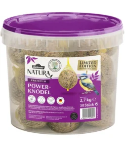 Dehner Natura Premium Wildvogelfutter Power-Meisenknödel im Eimer, mit Netz, 30 Stk.