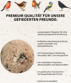 Dehner Natura Premium Wildvogelfutter Power-Meisenknödel im Eimer, mit Netz, 30 Stk.