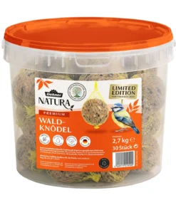 Dehner Natura Premium Wildvogelfutter Wald-Meisenknödel im Eimer, mit Netz, 30 Stk.