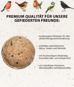 Dehner Natura Premium Wildvogelfutter Apfel-Meisenknödel im Eimer, mit Netz, 30 Stk.