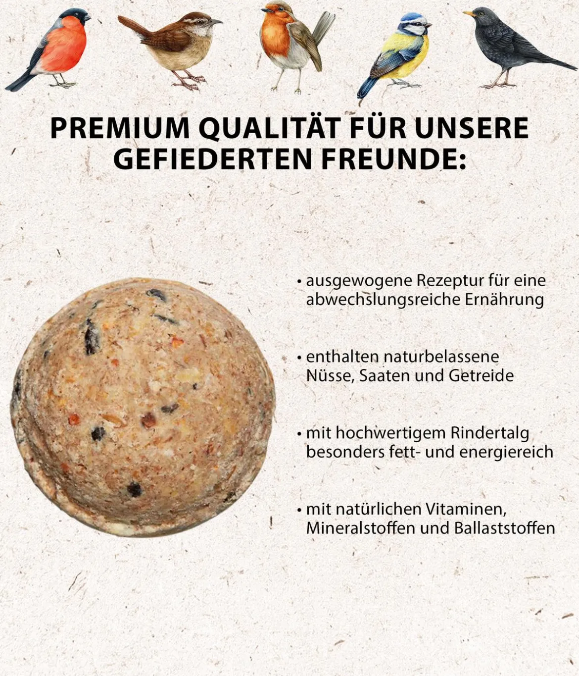 Dehner Natura Premium Wildvogelfutter Apfel-Meisenknödel im Eimer, mit Netz, 30 Stk.