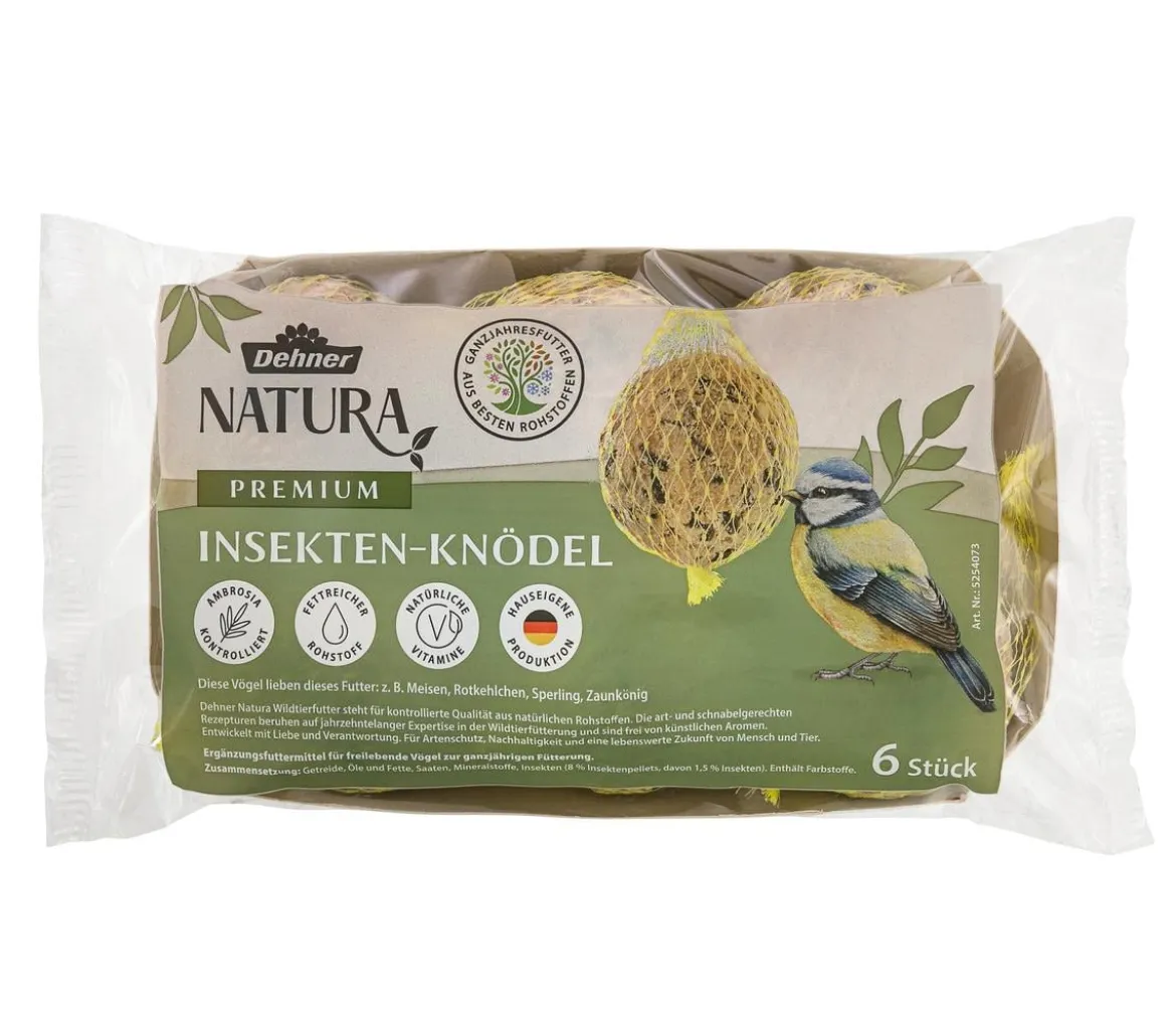 Dehner Natura Premium Wildvogelfutter Insekten-Meisenknödel, mit Netz
