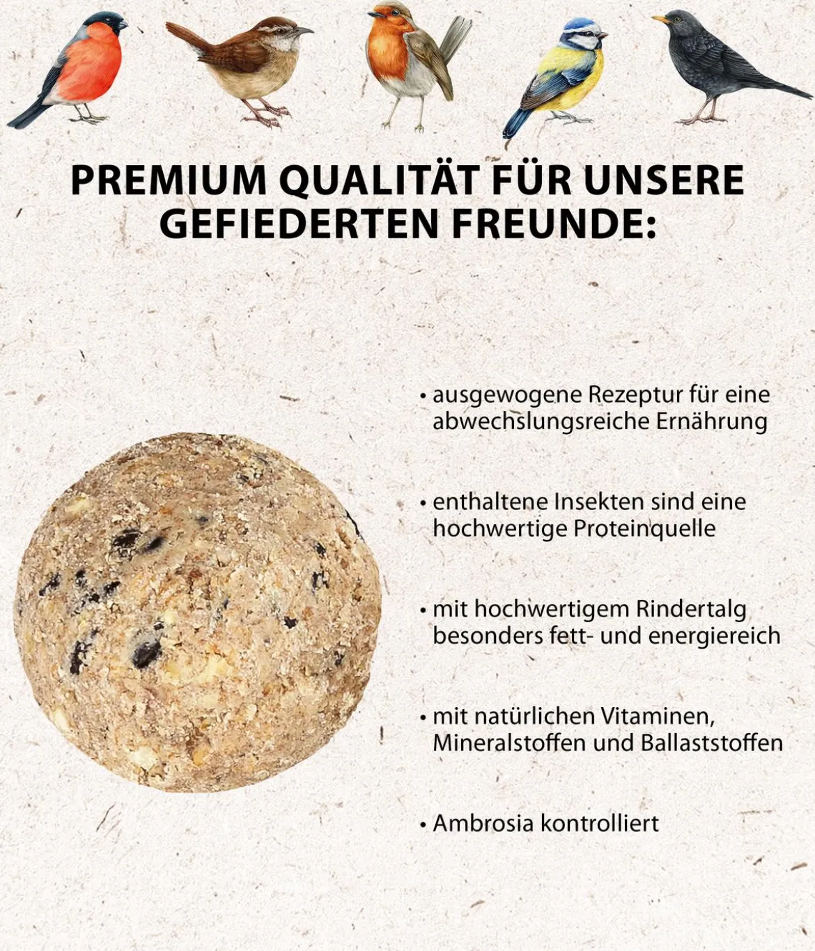 Dehner Natura Premium Wildvogelfutter Meisenknödel im Eimer, mit Netz, 100 Stk. + Gratis Insekten-Meisenknödel, mit Netz, 6 Stk.
