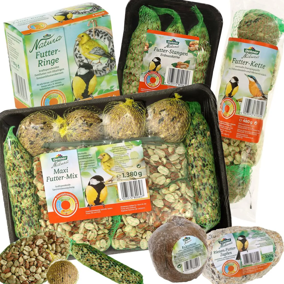 Dehner Natura Premium Wildvogelfutter Spezial-Snackmix, 6-teilig