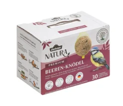 Dehner Natura Premium Wildvogelfutter Beeren-Meisenknödel im Karton, mit Netz, 30 Stk.