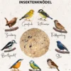Dehner Natura Premium Wildvogelfutter Insekten-Meisenknödel im Karton, mit Netz, 30 Stk.