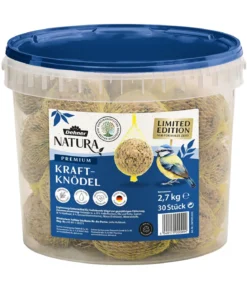 Dehner Natura Premium Wildvogelfutter Kraft-Meisenknödel im Eimer, mit Netz, 30 Stk.