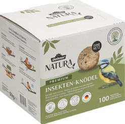 Dehner Natura Premium Wildvogelfutter Insekten-Meisenknödel im Karton, ohne Netz, 100 Stk.