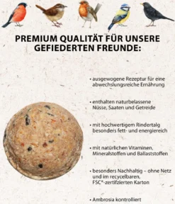 Dehner Natura Premium Wildvogelfutter Meisenknödel im Karton, ohne Netz