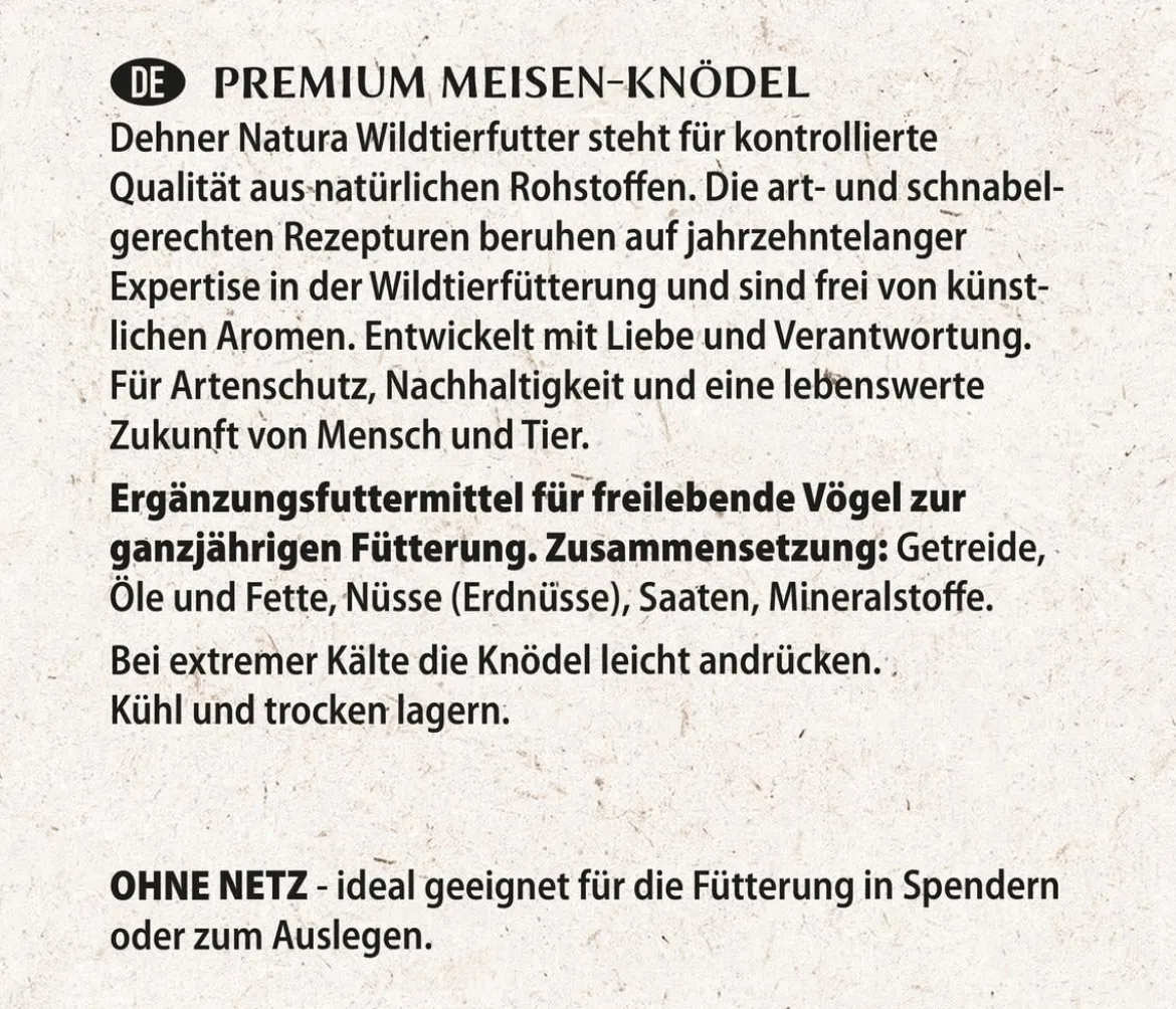 Dehner Natura Premium Wildvogelfutter Meisenknödel im Karton, ohne Netz