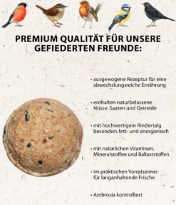 Dehner Natura Premium Wildvogelfutter Meisenknödel im Eimer, ohne Netz