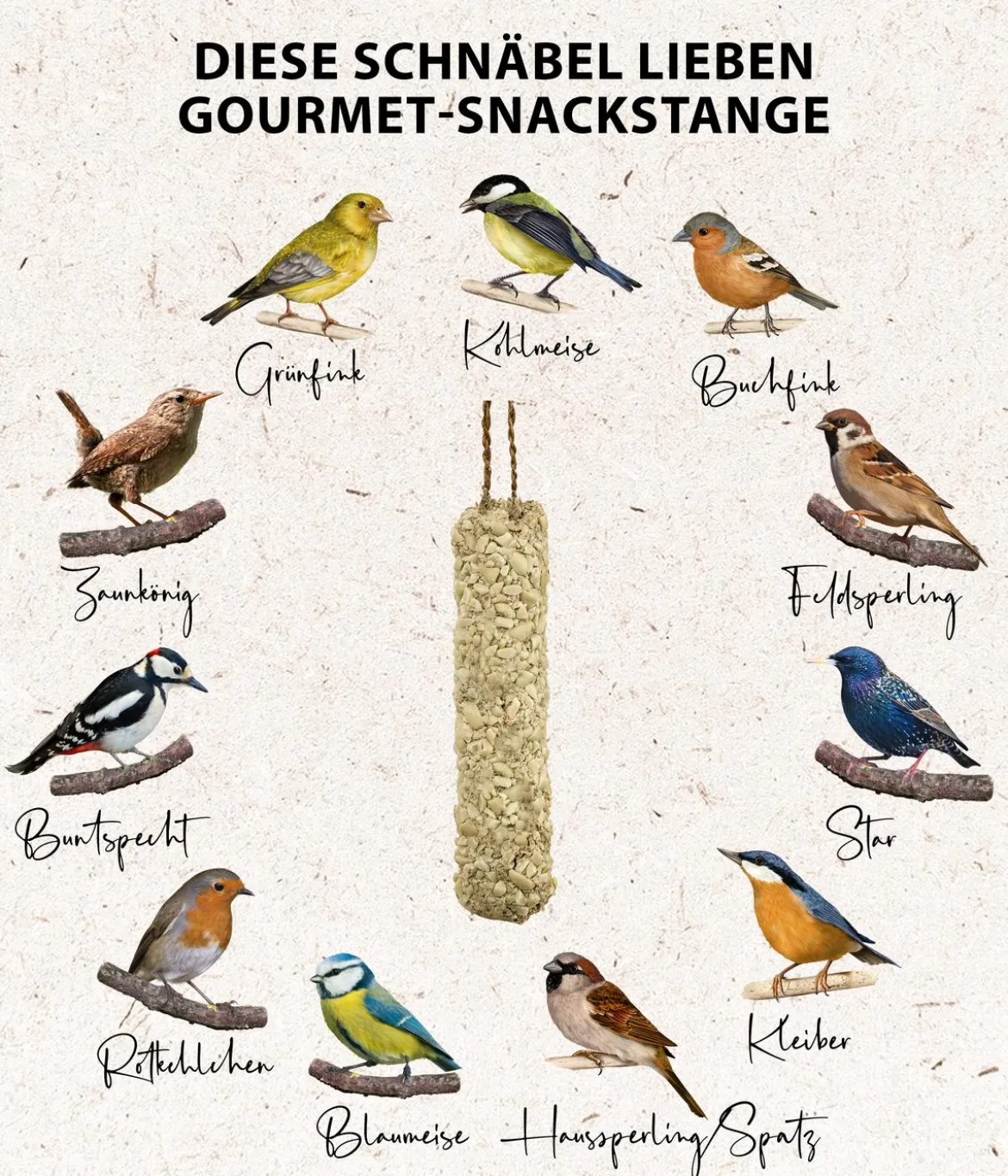 Dehner Natura Premium Wildvogelfutter Gourmet-Snackstange mit gehackten Erdnüssen