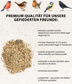 Dehner Natura Premium Wildvogelfutter Ganzjahresfutter Vitamin-Mix, 900 g