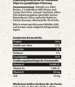 Dehner Natura Premium Wildvogelfutter Ganzjahresfutter Vitamin-Mix, 900 g