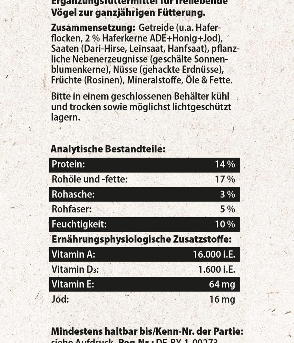 Dehner Natura Premium Wildvogelfutter Ganzjahresfutter Vitamin-Mix, 900 g