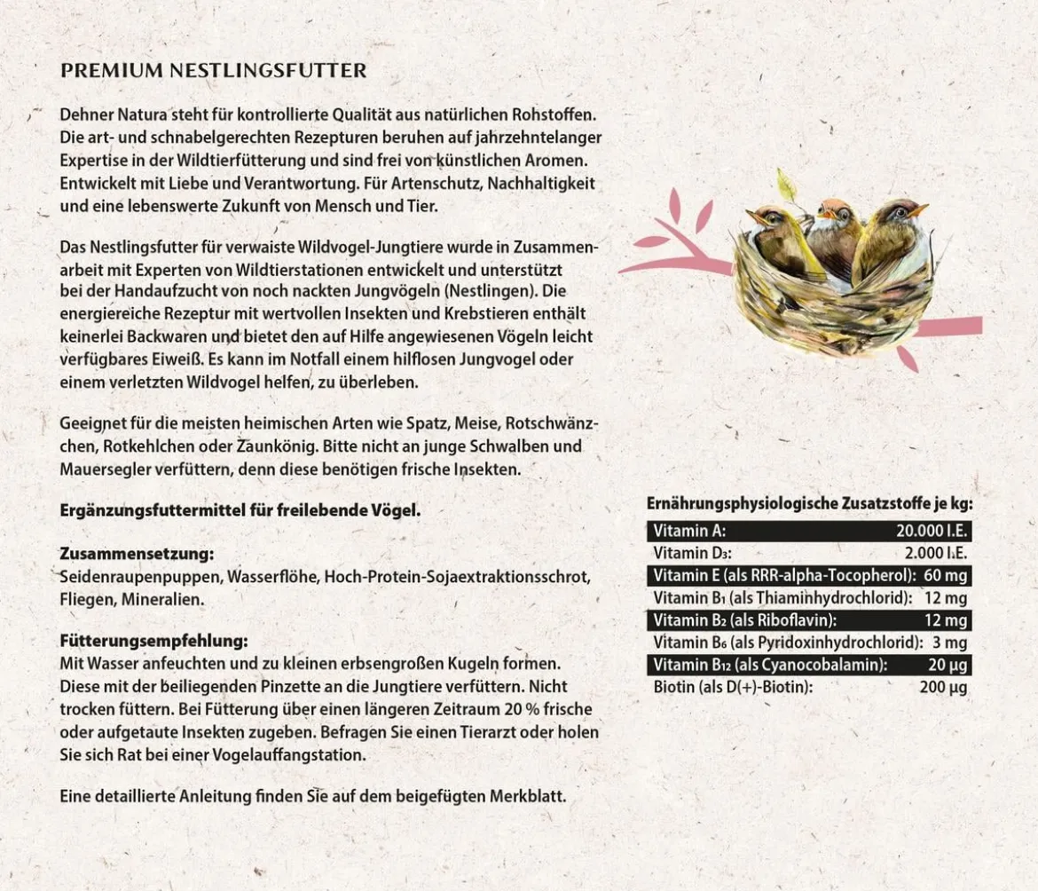 Dehner Natura Premium Wildvogel Nestlingsfutter, 100g