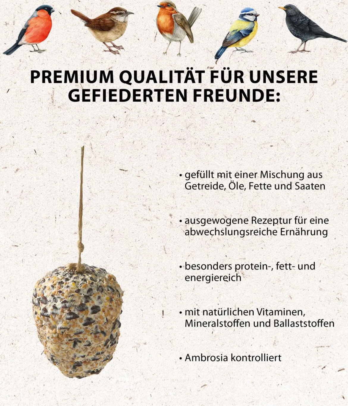 Dehner Natura Premium Wildvogelfutter Riesen-Futterzapfen
