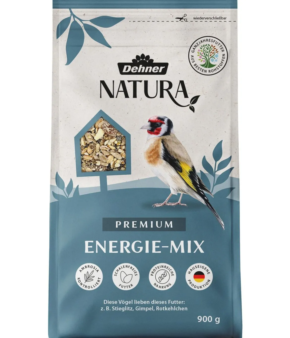 Dehner Natura Premium Wildvogelfutter Ganzjahresfutter Energie-Mix, 900 g