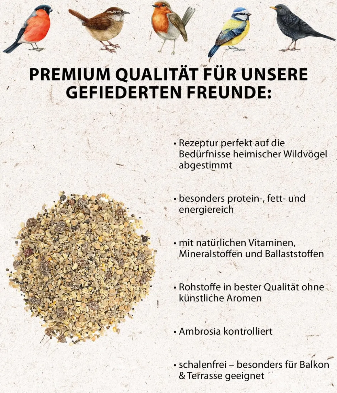Dehner Natura Premium Wildvogelfutter Ganzjahresfutter Energie-Mix, 900 g