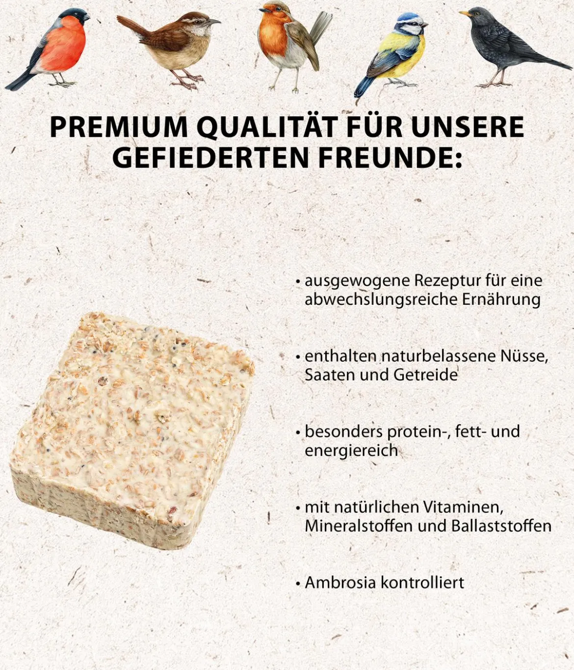 Dehner Natura Premium Wildvogel Futtertafel mit Erdnüssen, 12x300 g