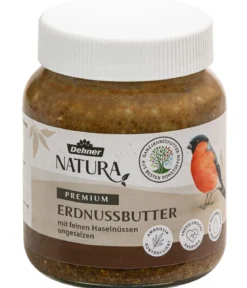 Dehner Natura Premium Wildvogelfutter Erdnussbutter im Glas, Haselnuss, 8 x 340 g