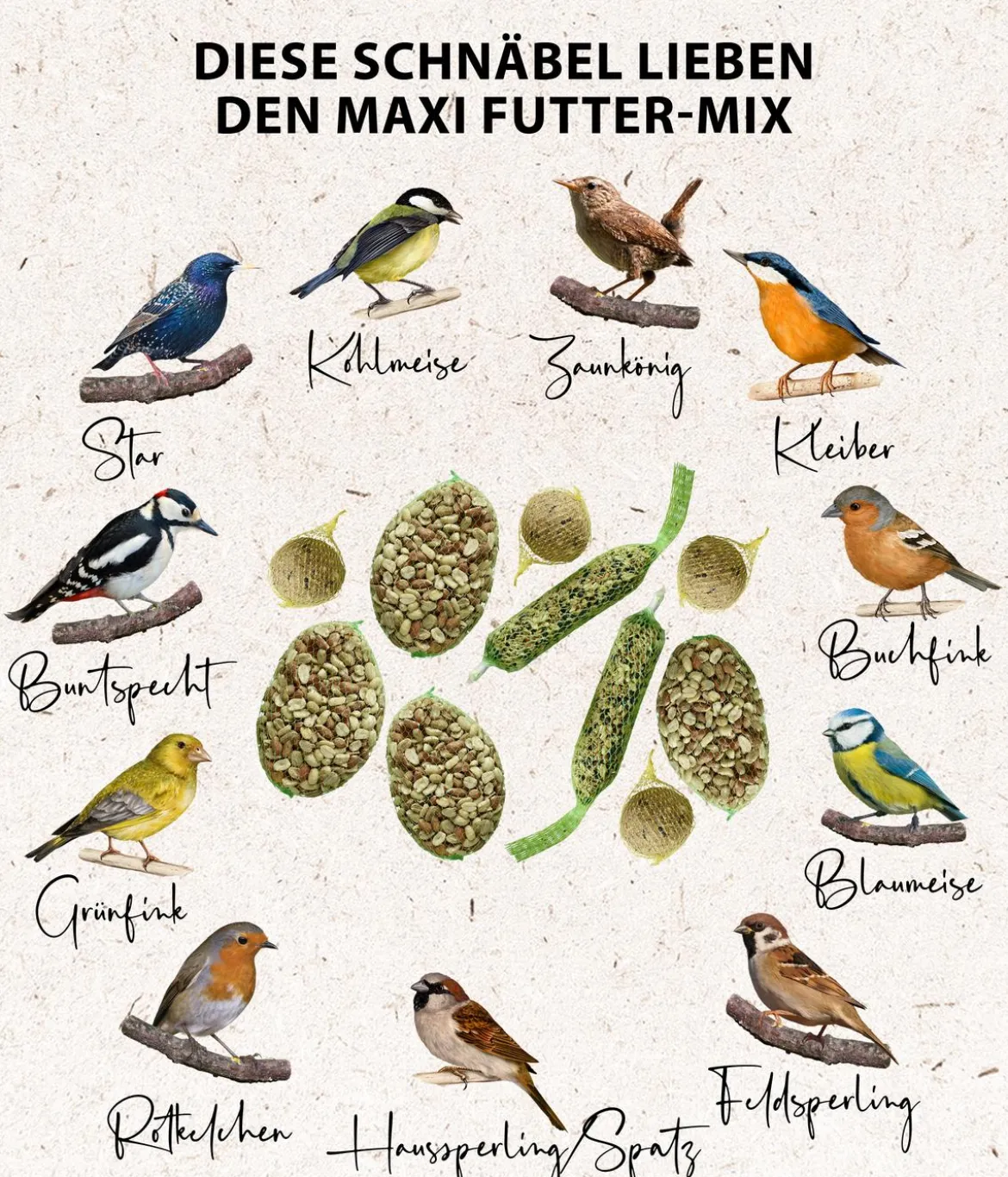 Dehner Natura Premium Wildvogelfutter Maxi Gourmet-Mix, 1.380 g