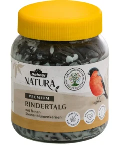 Dehner Natura Premium Wildvogelfutter Rindertalg im Glas, Sonnenblumenkerne, 8 x 250 g