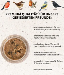 Dehner Natura Premium Wildvogelfutter Erdnussbutter im Glas, 3 x 2 Stk.