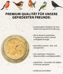 Dehner Natura Premium Wildvogelfutter Erdnussbutter im Glas, 3 x 2 Stk.