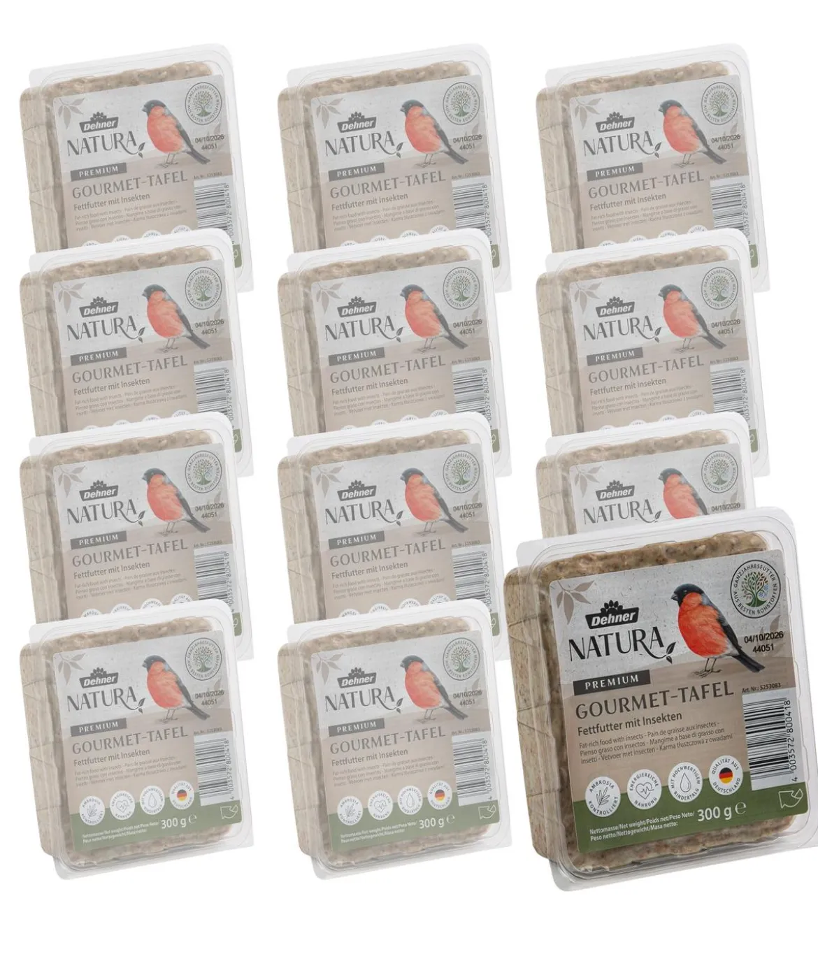 Dehner Natura Premium Wildvogelfutter Futtertafel mit Insekten, 12x300 g